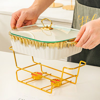 Ensemble de casseroles rectangulaires en céramique, 3 casseroles avec couvercle, support doré, compatible cuisinière à gaz, écologique, fond en acier inoxydable
