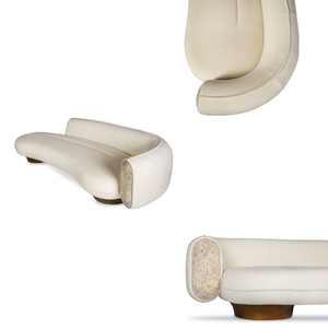 <span class=keywords><strong>Canapé</strong></span> 3 places moderne de luxe en tissu bouclé courbé avec accoudoirs incrustés de pierres <span class=keywords><strong>pour</strong></span> salon - Product Image 4