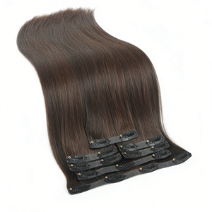 Extensions de cheveux européennes à clipser, trame invisible, double épaisseur, cuticules Remy, couleur personnalisée, longueur 14-28 pouces, résistantes à la chute - Product Image 4