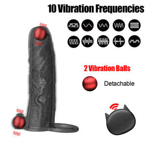 Vibrierendes Kondom Großhandel Penis vergrößerung Dick Penis Cock Sleeve Vibrator Wieder verwendbares Kristall kondom mit Vibration Sexspielzeug - Product Image 3
