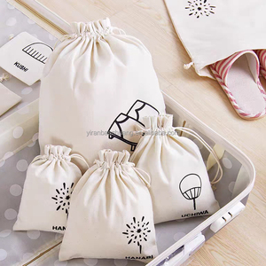 Petite pochette en mousseline de <span class=keywords><strong>coton</strong></span> biologique écologique personnalisée petit sac à cordon en toile calicot blanche avec logo imprimé - Product Image 3