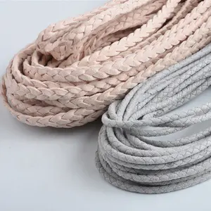 Corda de couro trançado, corda coreia de couro falso coreano de alta qualidade com corda, joias, corda com miçangas, couro trançado para pulseira de animal de estimação