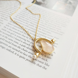 Xinh xắn đu Desgin tự nhiên màu Hồng Rose Quartz Tinh Khiết Bạc Vòng cổ phụ nữ - Product Image 1