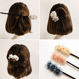 Coréen Fluffy Flowers Twist Hair Pin Girl Lazy Easy Hair Buns Ties Elegant Hair Band Accessories - Product Image 5