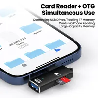 Adaptateur OTG 3-en-1 USB 3.0 vers Type-C Mâle avec Lecteur de Carte Mémoire TF et Transmission de Données pour Téléphones iOS 15/16 et Plus