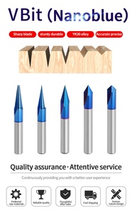 Nhà Sản Xuất 1/4 * 2in Fresa Màu Xanh Nano Lớp Phủ V Loại <span class=keywords><strong>Chamfer</strong></span> Bit Solide Carbide Khắc Gỗ Công Cụ Khắc CNC Router Bits Set - Product Image 4