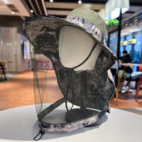 FF4334 Camuflaje Nylon Cubo Sombrero para el sol Ala ancha Apicultura Abeja Velo Gorra Al Aire Libre Mosquito Cabeza Red Verano Sombrero de pesca