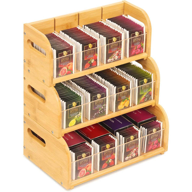 3-Tier Bamboo Spice Rack Stand - Elegant Kitchen Countertop Organizer