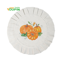 Vente en gros d'usine, sets de table festonnés de 16 pouces, sublimation par transfert thermique, coton et lin, sets de table ronds à volants pour la décoration de table à la maison