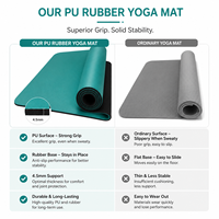 Tapis de yoga chaud antidérapant en caoutchouc PU 183x68cm 4.5mm rectangulaire absorbant la transpiration pour Pilates et fitness, logo personnalisé, vente en gros