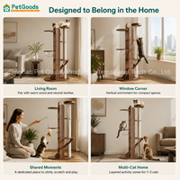 Arbre à chat en bois massif moderne à 4 niveaux avec poteau à gratter intégré, lit pour chat en sisal, mobilier pour petits espaces, OEM