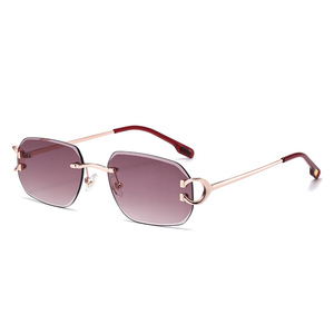<span class=keywords><strong>Gafas</strong></span> de <span class=keywords><strong>Sol</strong></span> SPUKA 7046 Ovaladas sin Montura para Hombre y Mujer, Montura de Lujo con Corte de Borde, Lentes Degradadas con Protección UV400, Logotipo Personalizado - Product Image 1