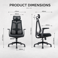 Chaise de bureau pivotante de luxe moderne en tissu maillé, design ergonomique, appui-tête réglable, cadre en fer pour le travail sur ordinateur