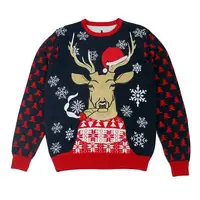 Memiliki Sertifikat FAMA Pabrik Rajut Jaquard Uniseks Custom Ugly Natal Sweater
