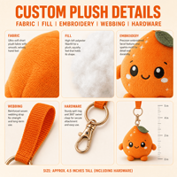 Jouet en peluche personnalisé OEM ODM, animal en peluche, mascotte, porte-clés Citrus Glow Buddy, cadeau d'entreprise pour la beauté et les soins de la peau, promotion du logo