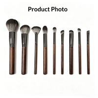 Nouvel ensemble de 9 pinceaux de maquillage en bois de bouleau HR-022 Luyi, fibres synthétiques ultra-douces pour l'application du correcteur, des fards à paupières et de la poudre libre sur le visage