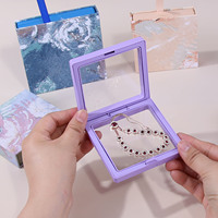 Nouvelle boîte à bijoux coulissante en carton avec suspension en film PE, motif fleur de pivoine Guofeng, pour rangement de bracelets en cristal, personnalisable