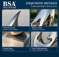 Sculpture abstraite en acier inoxydable poli miroir BSA, grande statue d'art métallique moderne pour l'aménagement extérieur de villas et de places publiques
