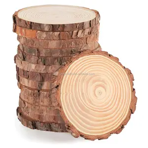 Unfinished Wood Rounds Slice Natural Thicken Slab with Bark for Coasters Wooden DIY Products