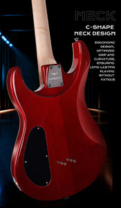 Vintage Style Electric Guitar 6 String HH Pickup Okoume Body Maple Neck Quilted Maple String Through Body Bridge - Product Image 4