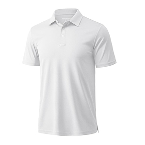 Polo blanc brodé personnalisé pour homme, respirant, à séchage rapide, manches courtes, uniforme d'entreprise uni, t-shirt de golf, prix abordable - Product Image 1