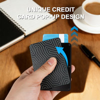 Kain Anti RFID Kulit PU dengan Kancing Penutup untuk Tempat Kartu Kredit, Dompet Aluminium Tipis untuk Wanita dan Pria