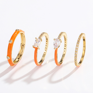 KJ Thời Trang Trang Sức Niềm Vui Màu Sắc Tươi Sáng Epoxy Đồng Và CZ Pha Lê Rhinestone <span class=keywords><strong>Ring</strong></span> INS Của Phụ Nữ Nhẫn Set Men Kẹo Màu Nhẫn - Product Image 5