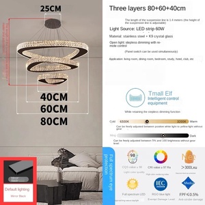 Biệt thự sang trọng Duplex xây dựng treo đèn chùm thiết kế hiện đại cao cấp pha lê <span class=keywords><strong>LED</strong></span> ánh sáng khung thép không gỉ cho phòng khách - Product Image 6