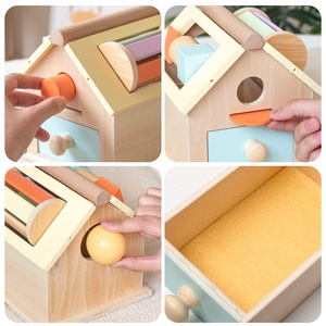 Jouet <span class=keywords><strong>Montessori</strong></span> en bois 4 en 1 pour la maison : boîte <span class=keywords><strong>de</strong></span> <span class=keywords><strong>permanence</strong></span> des objets avec jeu <span class=keywords><strong>de</strong></span> billes et pièces <span class=keywords><strong>de</strong></span> monnaie pour nourrissons - Product Image 4