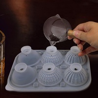 Moule à glaçons sphériques en silicone en gros, 6 cavités, plateau à glace pour hockey, plateau à crème glacée en silicone de qualité alimentaire, moule à glaçons d'été