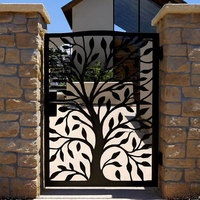 Portail décoratif en alliage d'aluminium découpé au laser, motif ajouré CNC, personnalisé pour villa, jardin, usage commercial, modélisation 3D