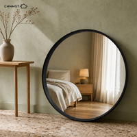 Miroir mural arqué en aluminium noir à cadre fin, miroir circulaire moderne pour salon, chambre et entrée – Vente en gros