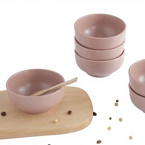Elegant Light Pink Heat Resistant Ceramic <b>Porcelain</b> <b>Bowls</b> High Quality Unbreakable Wedding Dishware - Product Image 1