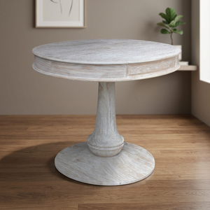 Luxury American Style Round Dining <b>Table</b> Handmade Solid Mindi Wood Adjustable Height Dining Room Furniture for Home Indonesia - Product Image 3