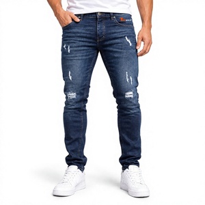 Pantalones vaqueros de mezclilla azules para hombre Tierwear, estilo casual, corte ajustado, desgastados, de cintura media, de algodón, para otoño, estilo urbano, en oferta. - Product Image 1