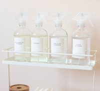 Kustom Baru 500Ml Botol Kaca Pembersih Rumah Kosong dengan Pelindung Silikon Antiselip dengan Penyemprot Yang Dapat Diganti untuk Mencuci Tangan