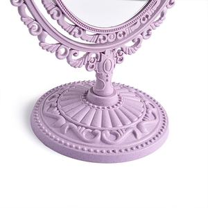 Miroir cosmétique ovale en plastique, cadeau mignon pour fille, miroir de maquillage de bureau bleu, rose, violet, style macaron - Product Image 3