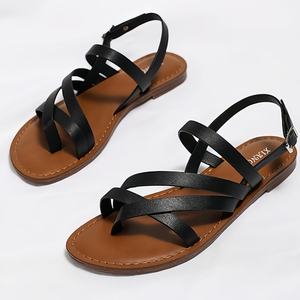 Sandalias Romanas de Plataforma con Tiras para Mujer, Sandalias de Verano para Playa, de Cuero de Microfibra con Cristales de PU y Goma, Doradas, Cómodas - Product Image 5