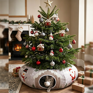 Lit tunnel pliable pour chat sur le thème de Noël, imprimé bonhomme de neige, en flanelle douce, cachette pour <span class=keywords><strong>chaton</strong></span>, idéal pour le jeu autonome - Product Image 3