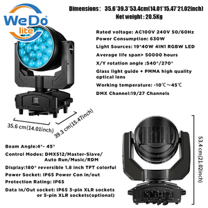 19*40W Moving Head Wash IP65 DJ Stage Light Bee Eye 19x40W Luz de cabeza móvil impermeable para conciertos al aire libre - Product Image 3