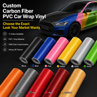 Film de protection en fibre de carbone 3D, vinyle automobile PVC, film auto-adhésif amovible brillant pour capot, toit, rétroviseurs et garnitures