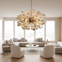 Lustre en céramique nordique 2026, design moderne, grande branche d'arbre, pampilles blanches en forme de pétales, pour salle de mariage