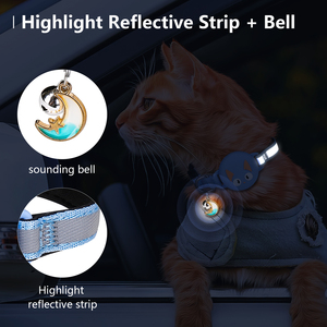 Venta al por mayor de lujo reflectante de nailon para mascotas <span class=keywords><strong>Collar</strong></span> para cachorro gato impreso Airtag <span class=keywords><strong>Collar</strong></span> campanas productos al aire libre accesorios fabricante - Product Image 3