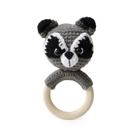 Hochet en peluche fait main, animaux en crochet, poupées tricotées pour bébé, jouets apaisants, jouets à mâcher, fabrication Henan