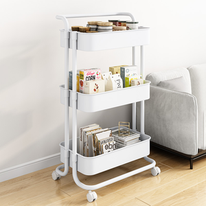 Vente chaude Nouveau Design Armoires De <span class=keywords><strong>Rangement</strong></span> De Cuisine À 3 Couches Étagère De Sol Amovible Double Paniers De Fruits En Acier pour L'approvisionnement De La Cuisine - Product Image 2