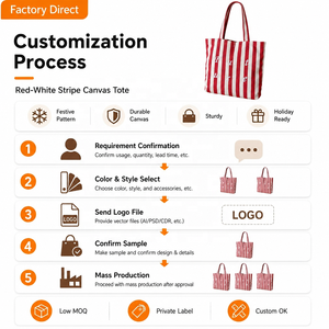 <span class=keywords><strong>Borsa</strong></span> Tote in Tela a Righe Rosse e Bianche con Ricamo '<span class=keywords><strong>Future</strong></span>', <span class=keywords><strong>Borsa</strong></span> a Tracolla per lo Shopping Quotidiano, Grande Capacità - Product Image 6