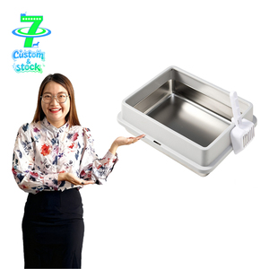 Caja de Arena para Gatos DSDT, Profesional, Personalizable, de Acero Inoxidable, Rectangular, de 30L, Amplio Espacio, Fácil de Limpiar, con Control de Olores - Product Image 1