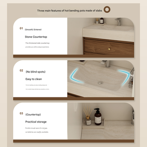 Mueble de Baño Integrado de Cerámica sin Costuras Personalizado, Combinado con un Lavabo Moderno y Simple, Estación de Lavado de Manos - Product Image 2