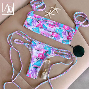 Costume da bagno all'ingrosso 2026: Bikini Brasiliano Stampato Estremo Mini Micro Due Pezzi per Ragazze, Costume da Bagno Bikini Floreale Retrò - Product Image 6