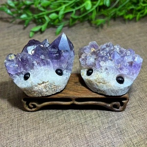 งานฝีมือเม่นอเมทิสต์คุณภาพสูง ขายส่ง แกะสลักสวยงาม เหมาะสำหรับเป็นของขวัญสำหรับการทำสมาธิ และตกแต่งกระถางต้นไม้ - Product Image 5